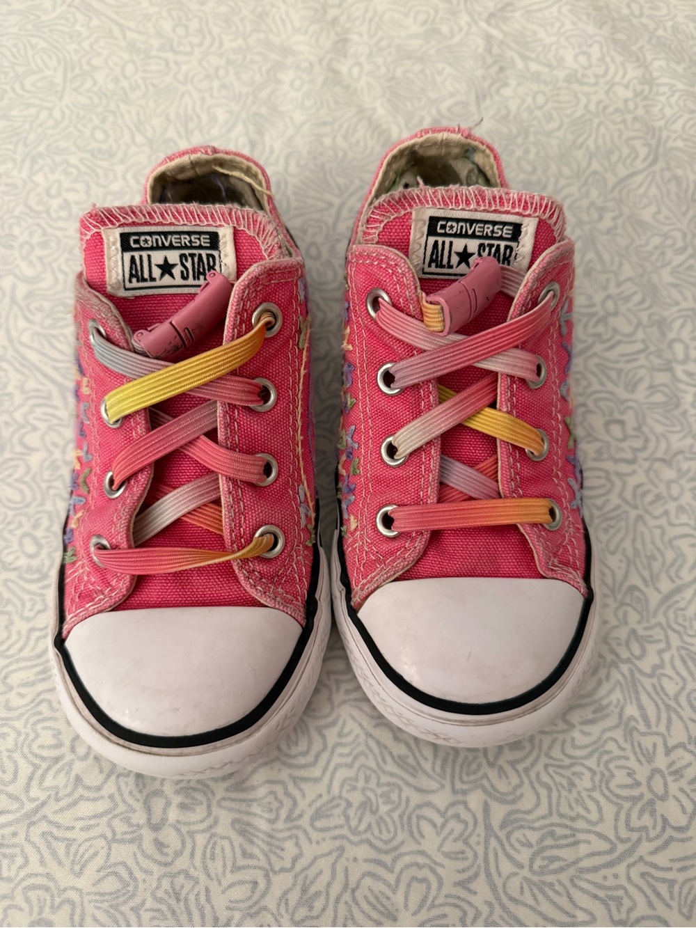 Converse All Star Kids Pink Custom Embroidered Canvas Sneakers